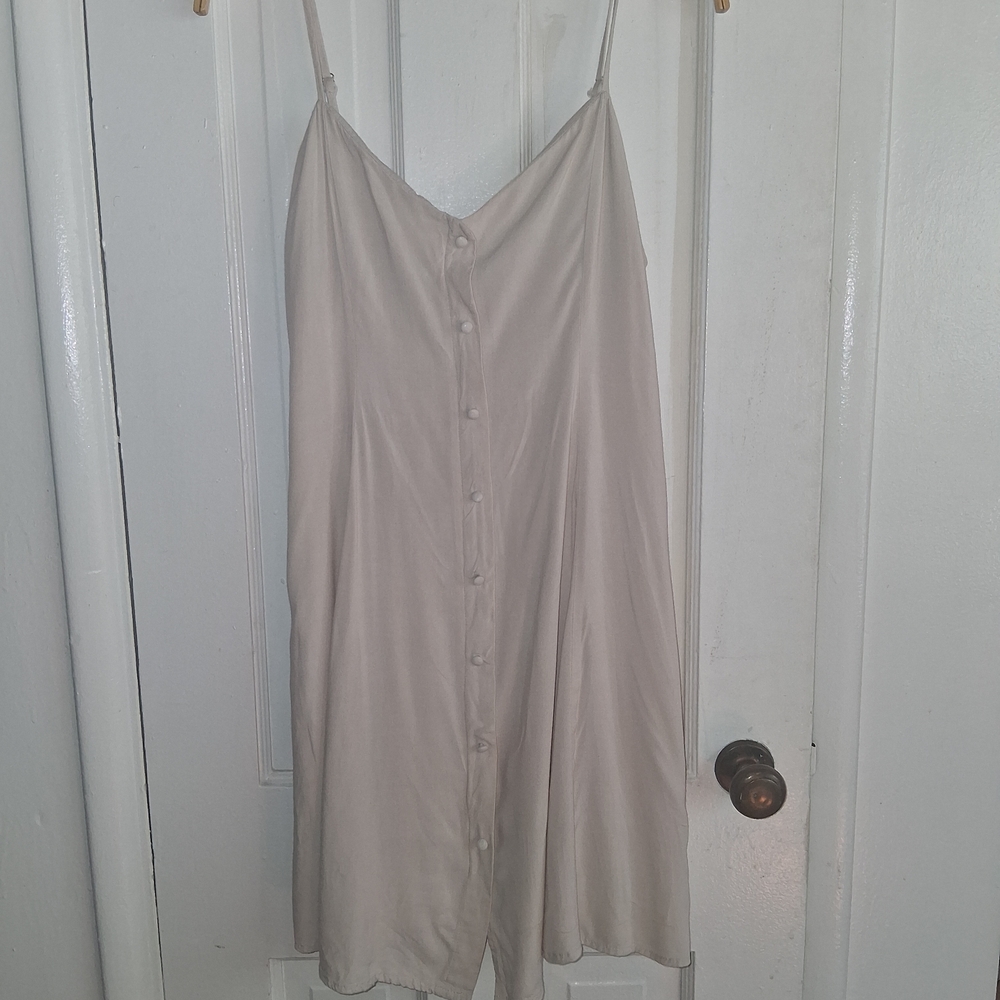 Forever 21 Beige Button-Front Slip Dress